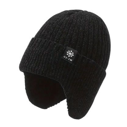 Bonnet d’Hiver Tricoté Homme Doublé Polaire avec Protection Oreilles