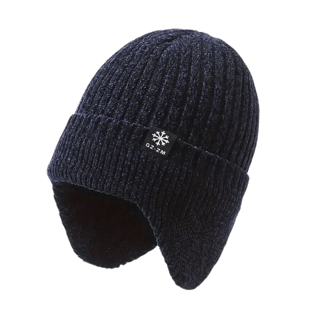 Bonnet d’Hiver Tricoté Homme Doublé Polaire avec Protection Oreilles