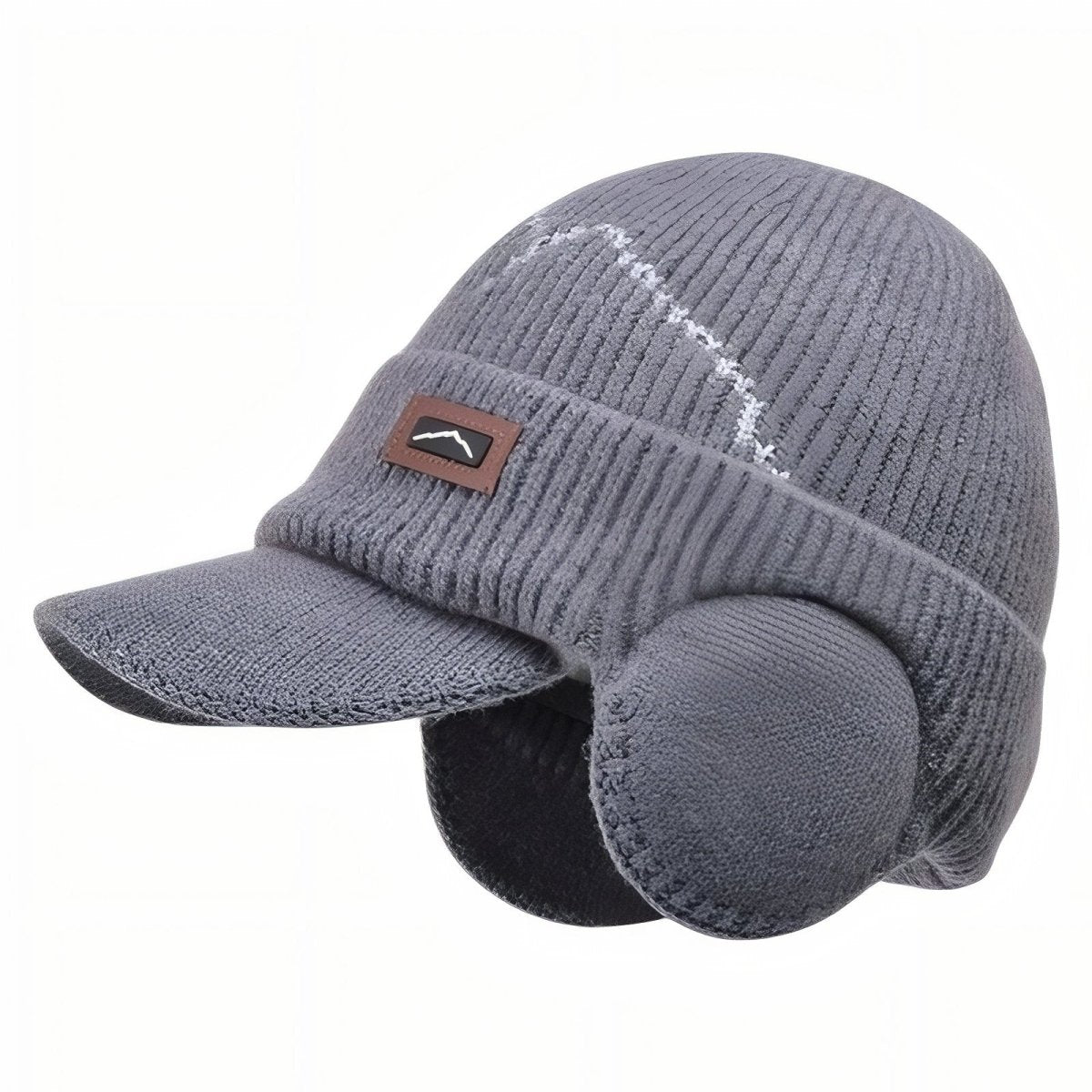 Knitted Winter Hat with Earflaps and Visor
