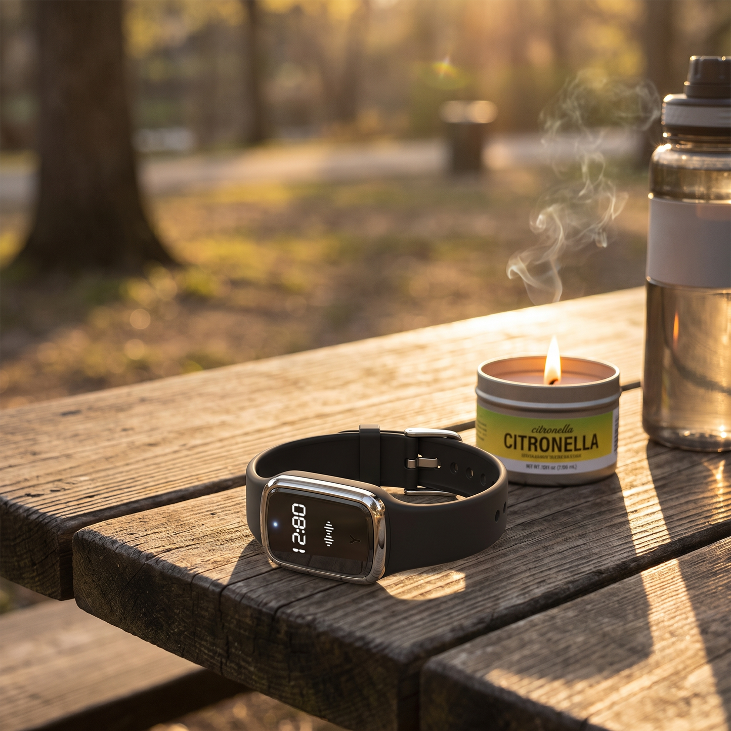 Rechargeable Ultrasonic Anti-Mosquito Bracelet with LED Display for Outdoor Use