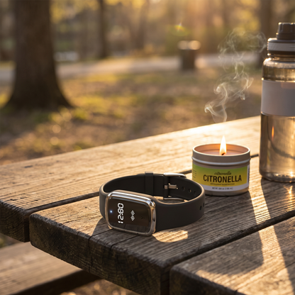 Rechargeable Ultrasonic Anti-Mosquito Bracelet with LED Display for Outdoor Use