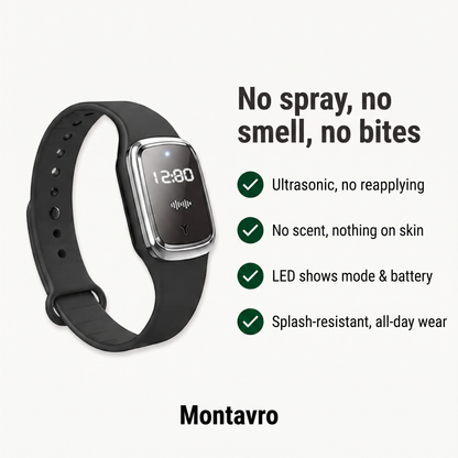 Rechargeable Ultrasonic Anti-Mosquito Bracelet with LED Display for Outdoor Use