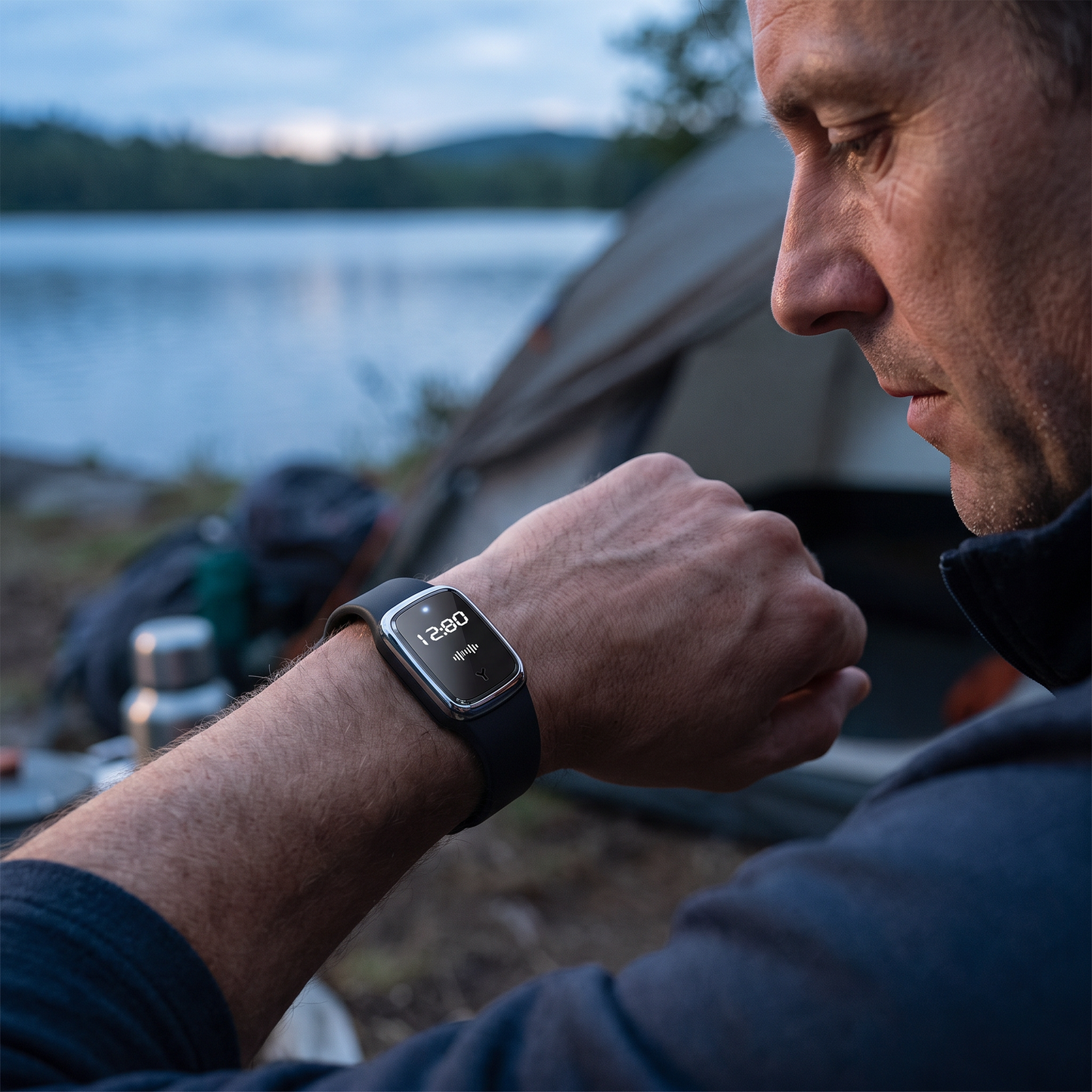 Rechargeable Ultrasonic Anti-Mosquito Bracelet with LED Display for Outdoor Use