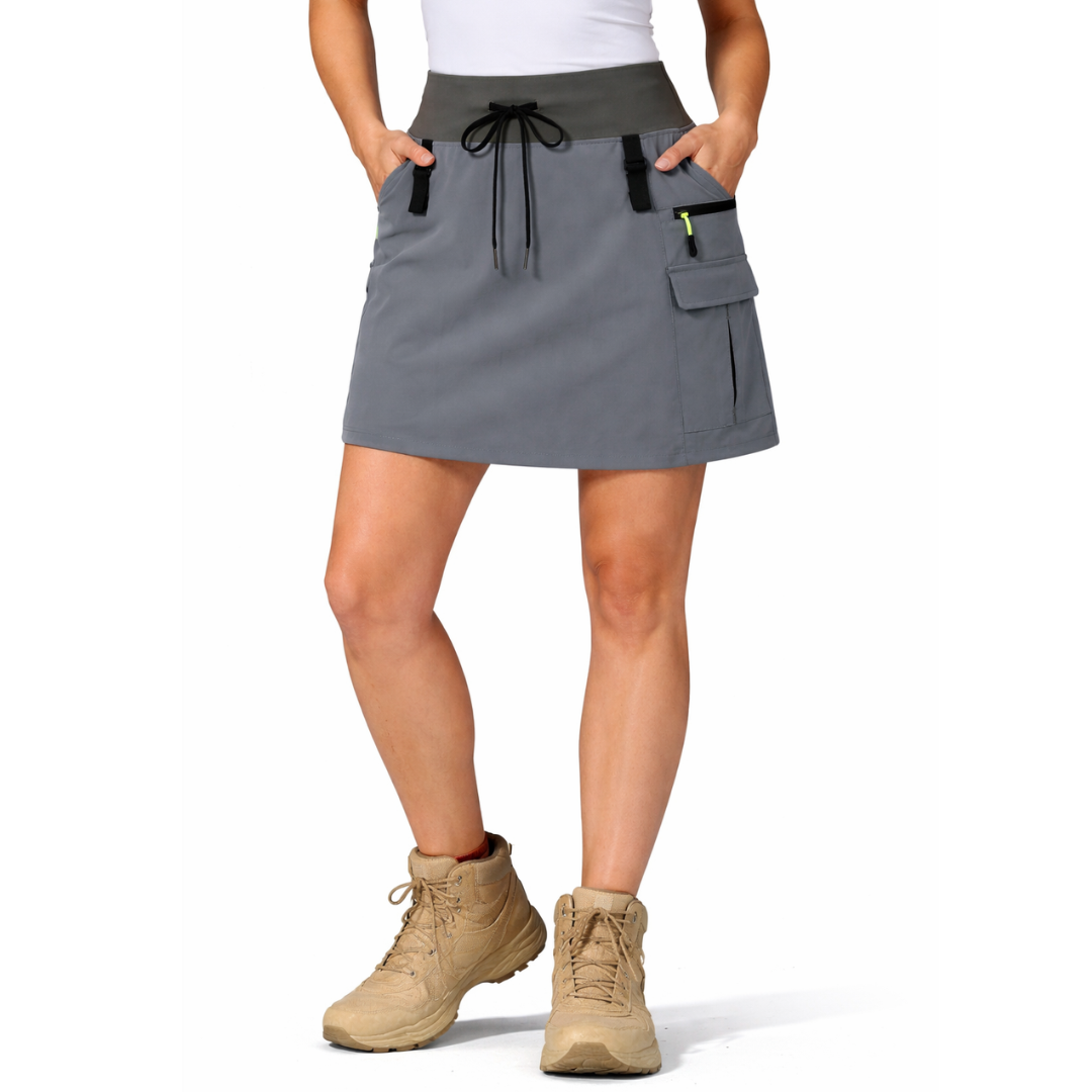 Skort Cargo Femme Taille Haute avec Short Intégré pour Randonnée et Golf