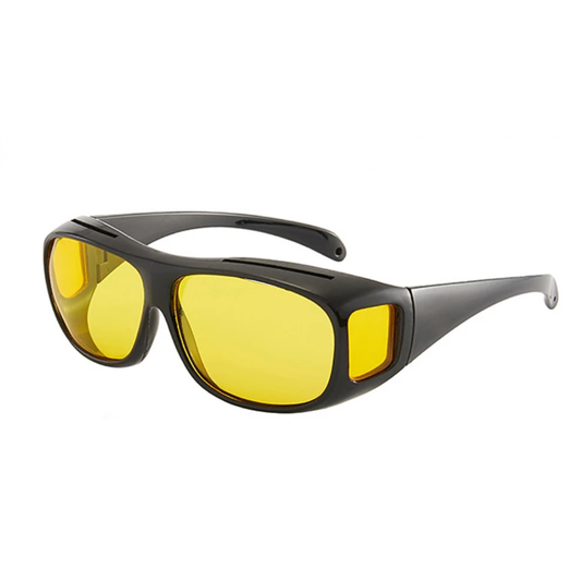 Anti-Glare Yellow Lens Glasses, Wrap-Around Frame for Driving and Fishing