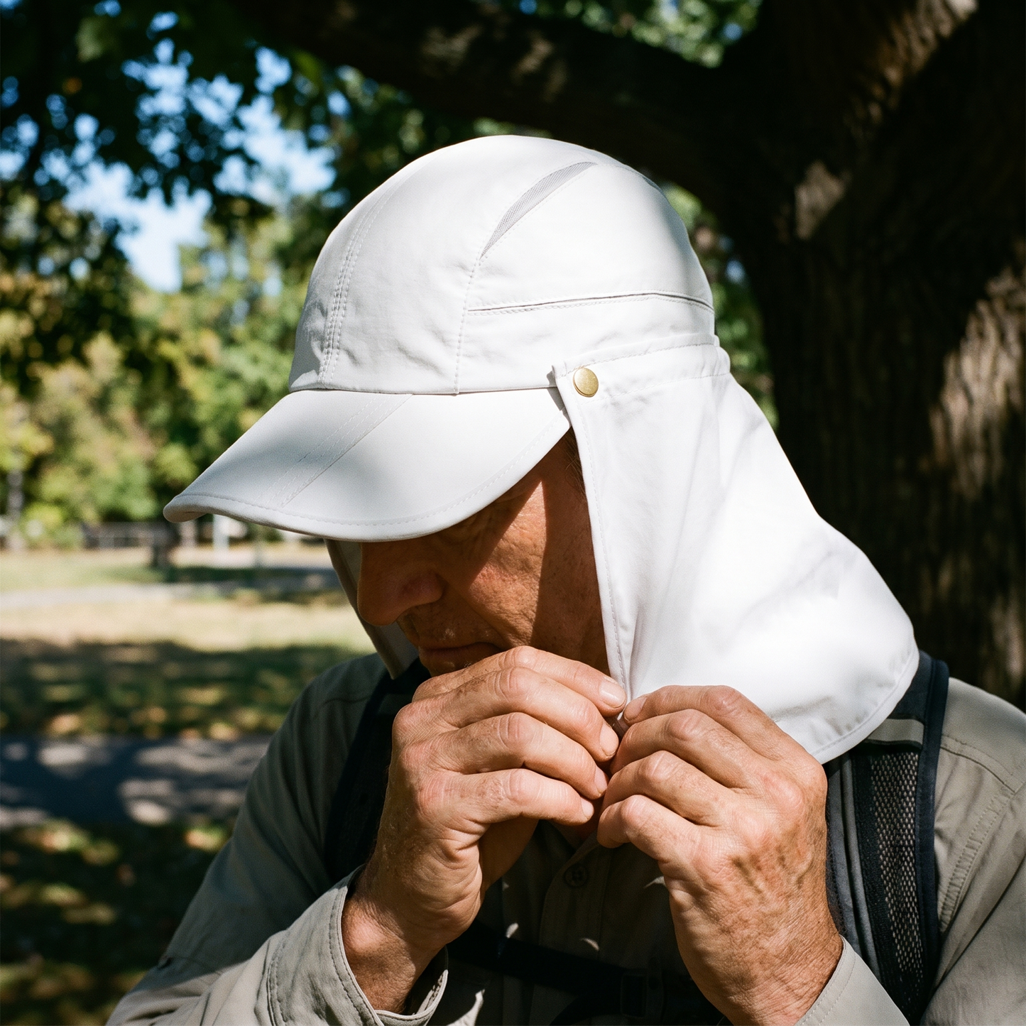 UPF50+ UV Protection Cap with Removable Neck Flap and Brim for Hiking