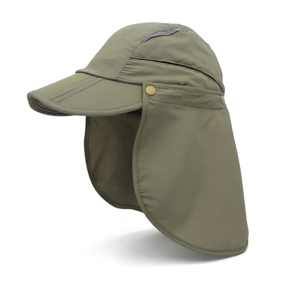 UPF50+ UV Protection Cap with Removable Neck Flap and Brim for Hiking