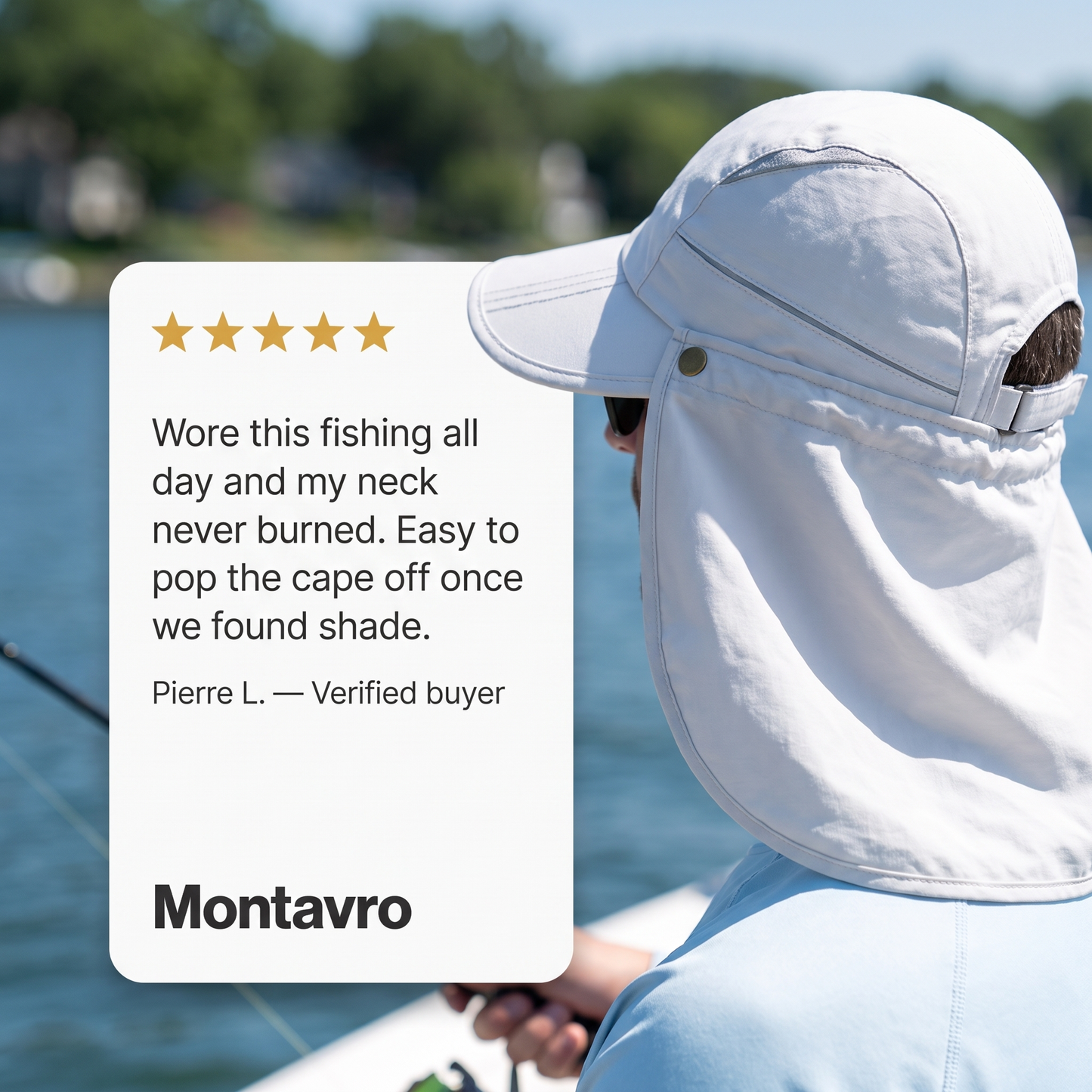 UPF50+ UV Protection Cap with Removable Neck Flap and Brim for Hiking
