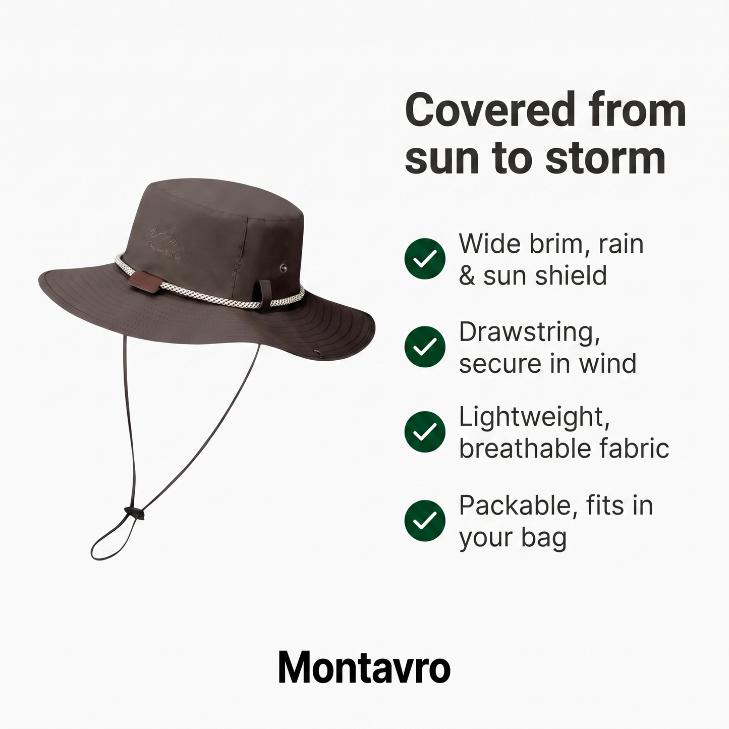 Waterproof Wide Brim Breathable Hiking Hat