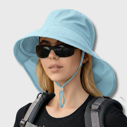 Chapeau de Randonnée Femme Anti-UV à Large Bord et Pan de Nuque