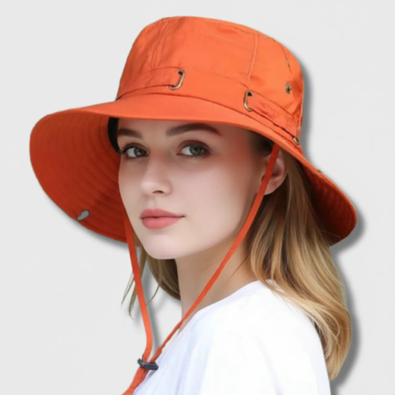 Chapeau de Trekking Anti-UV à Large Bord, Tissu Déperlant avec Mentonnière Réglable