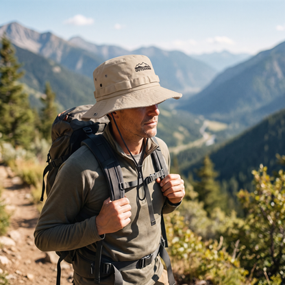 Adjustable and Foldable Cotton Outdoor Sun Hat for Hiking