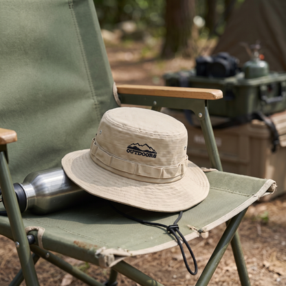 Adjustable and Foldable Cotton Outdoor Sun Hat for Hiking