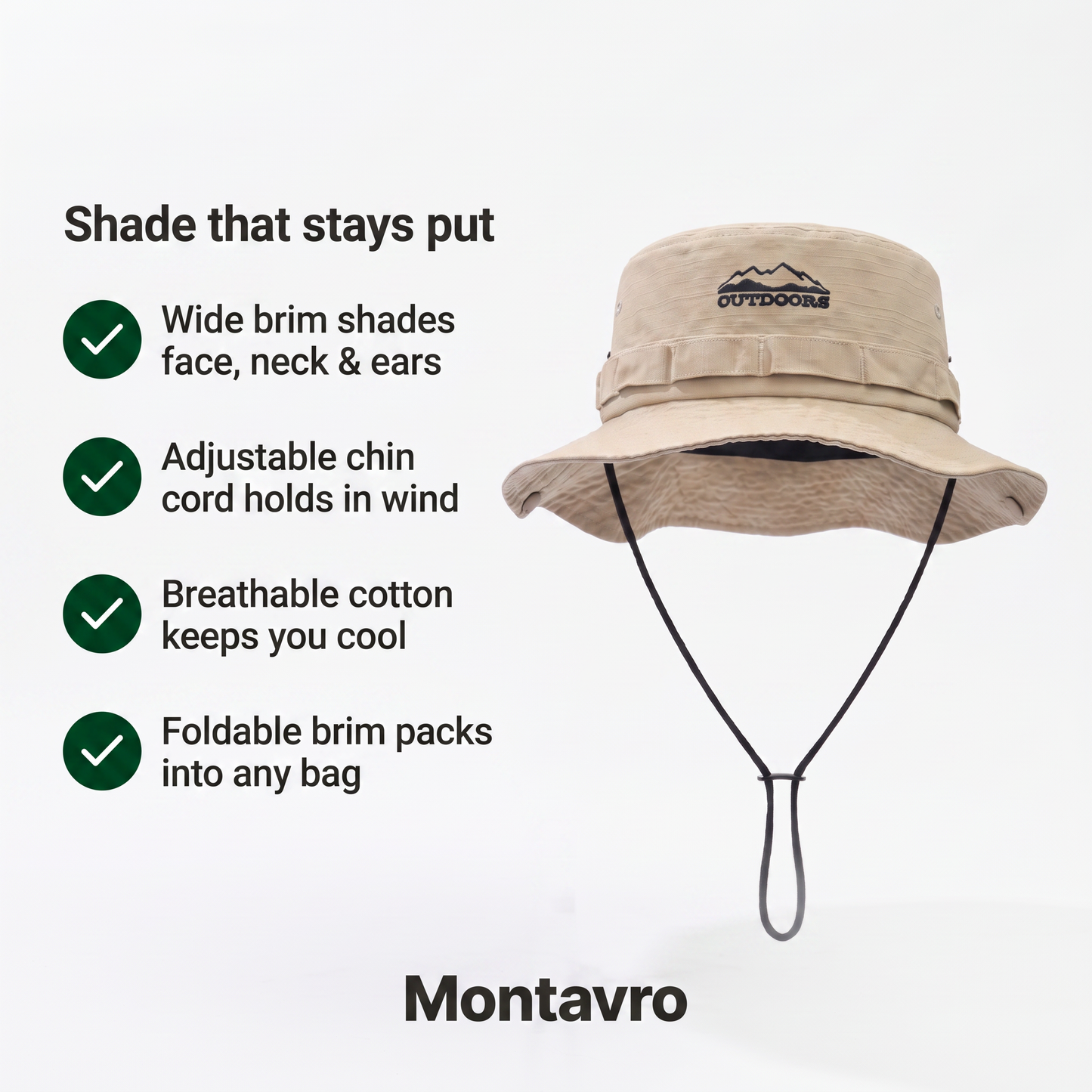 Adjustable and Foldable Cotton Outdoor Sun Hat for Hiking