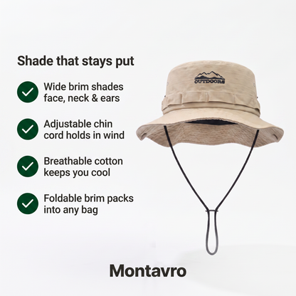 Adjustable and Foldable Cotton Outdoor Sun Hat for Hiking