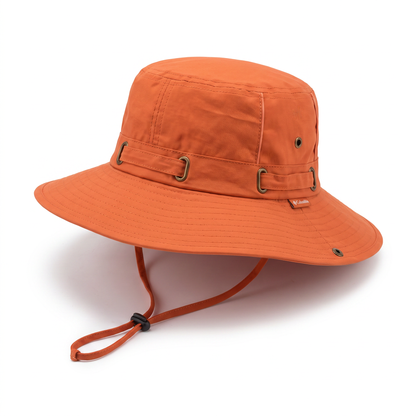 Anti-UV Wide Brim Trekking Hat, Water-Repellent Fabric with Adjustable Chin Strap