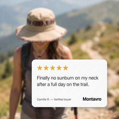 Anti-UV Trekking Hat with Wide Brim and Adjustable Drawstring for Hiking