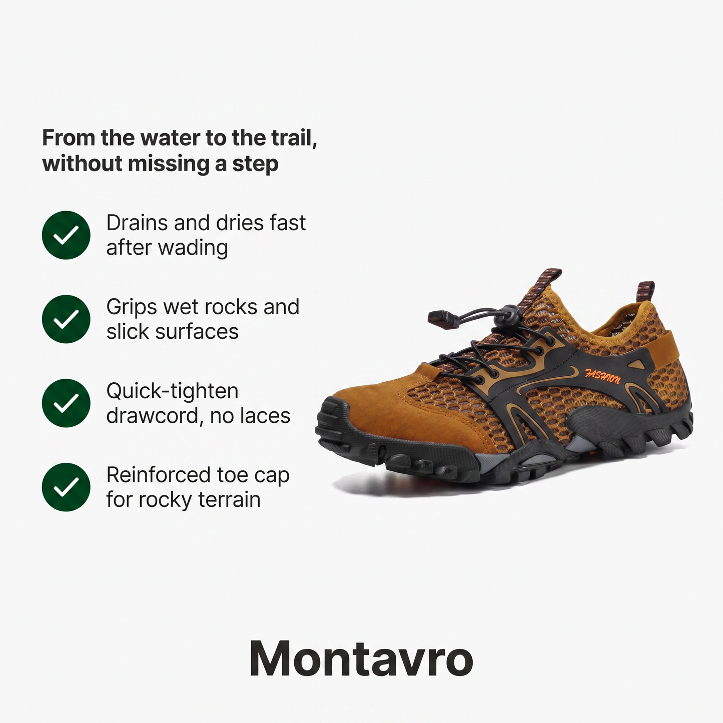 Men's Breathable Mesh Draining Water Shoes with Flexible Anti-Slip Sole and Quick Lacing