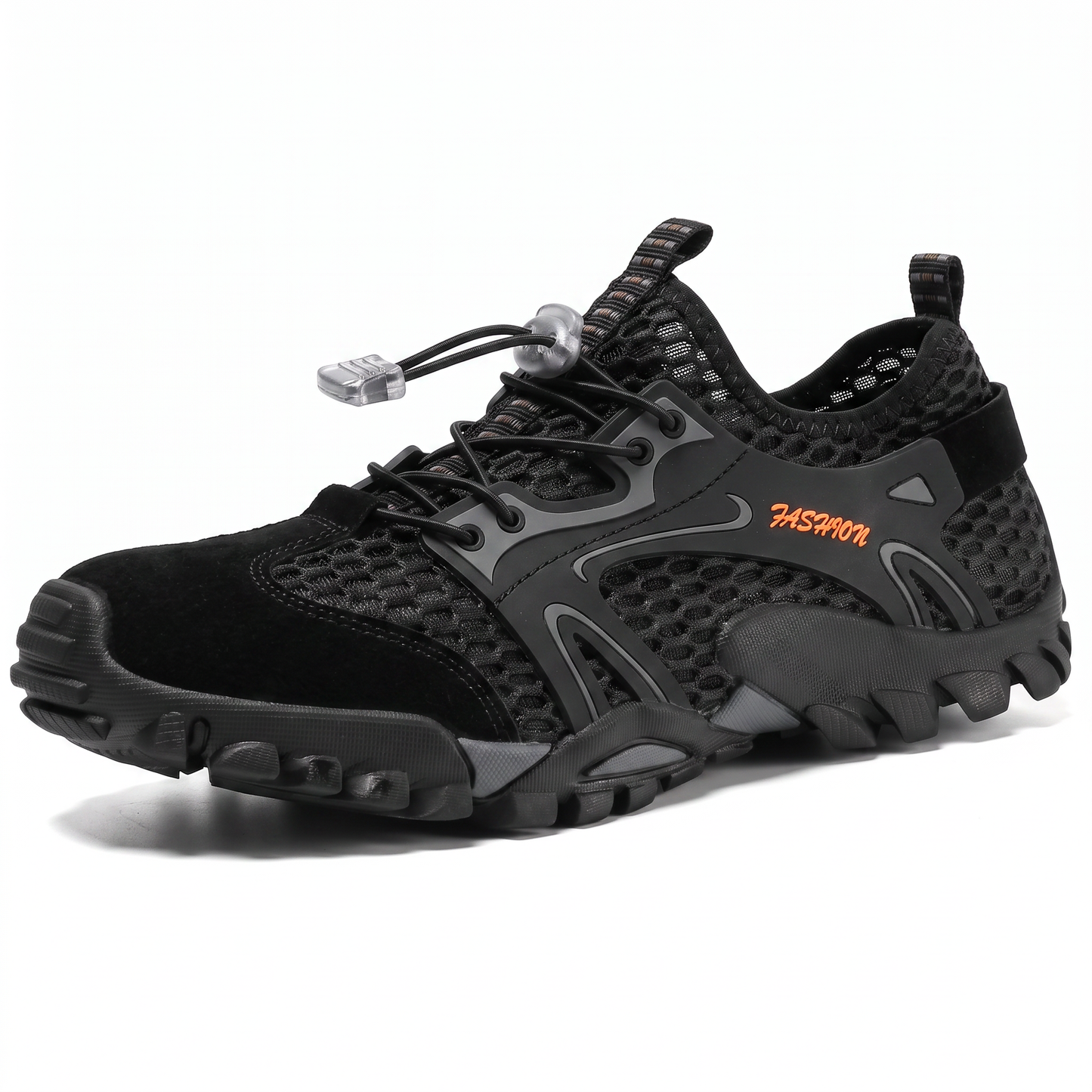 Men's Breathable Mesh Draining Water Shoes with Flexible Anti-Slip Sole and Quick Lacing