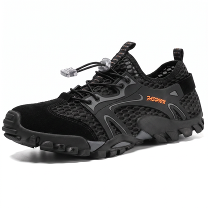 Men's Breathable Mesh Draining Water Shoes with Flexible Anti-Slip Sole and Quick Lacing
