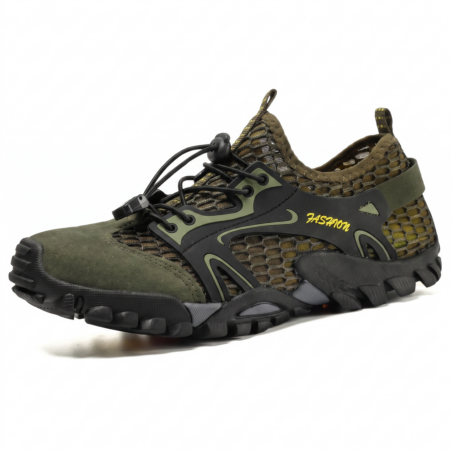 Men's Breathable Mesh Draining Water Shoes with Flexible Anti-Slip Sole and Quick Lacing