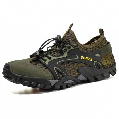 Men's Breathable Mesh Draining Water Shoes with Flexible Anti-Slip Sole and Quick Lacing