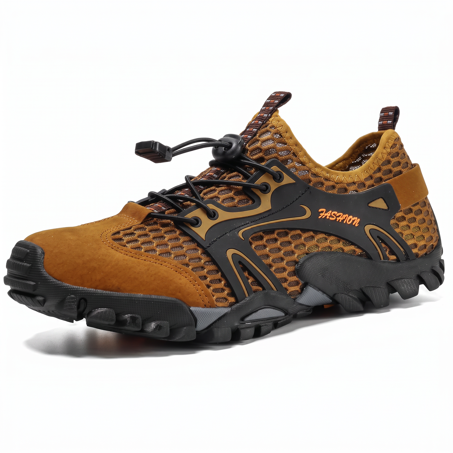 Men's Breathable Mesh Draining Water Shoes with Flexible Anti-Slip Sole and Quick Lacing