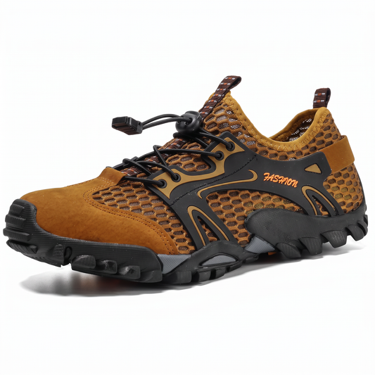 Men's Breathable Mesh Draining Water Shoes with Flexible Anti-Slip Sole and Quick Lacing
