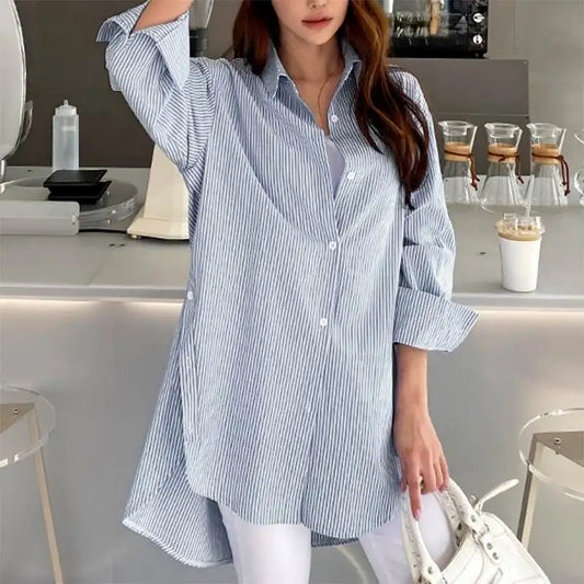 Chemisier Femme - Manches Longues Rayé Casual Chic