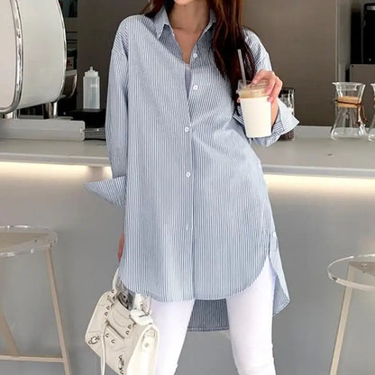 Women's Shirt - Long Sleeve Striped Casual Chic