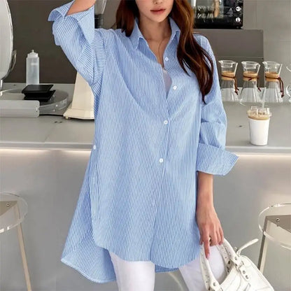 Women's Shirt - Long Sleeve Striped Casual Chic