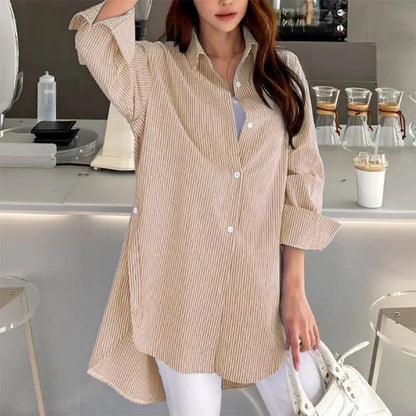 Women's Shirt - Long Sleeve Striped Casual Chic
