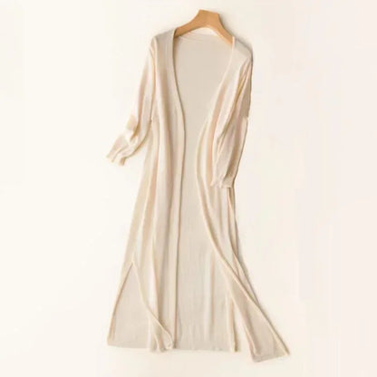 Emma – Long soft and light cardigan in open knit