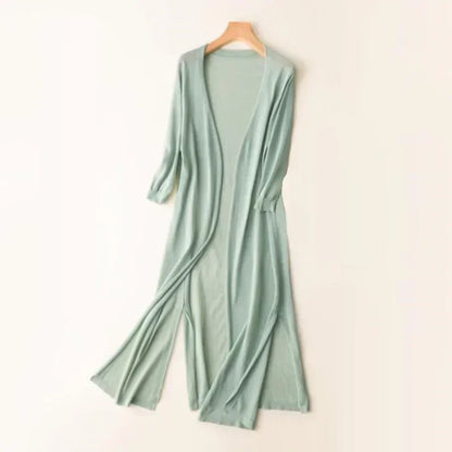 Emma – Long soft and light cardigan in open knit