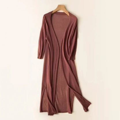 Emma – Long soft and light cardigan in open knit