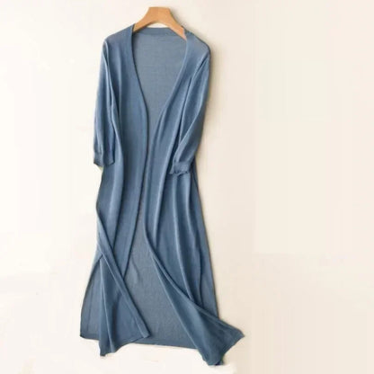 Emma – Long soft and light cardigan in open knit