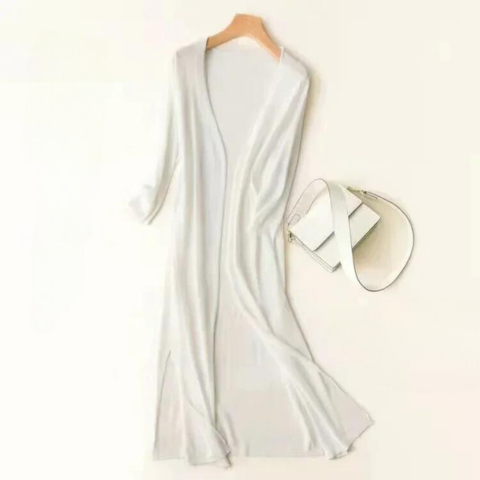 Emma – Long soft and light cardigan in open knit