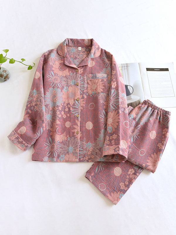 Emma – Sweet and Elegant Floral Print Crepe Pajamas