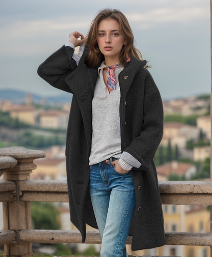 Emma – Manteau Élégant en Laine Mélangée à Double Boutonnage