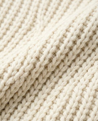 Emma – Elegant tykk strikket genser med høy hals og ballongermer