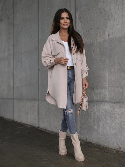 Emma – Soft and elegant jacket in linen-look wool