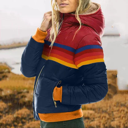 Emma – Elegant and warm quilted jacket with retro color blocks