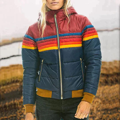 Emma – Elegant and warm quilted jacket with retro color blocks