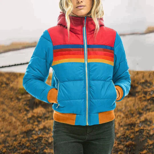 Emma – Elegant and warm quilted jacket with retro color blocks