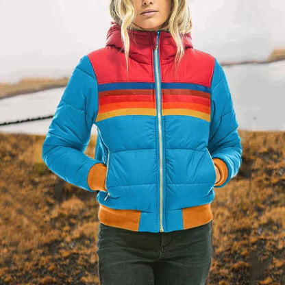 Emma – Elegant and warm quilted jacket with retro color blocks