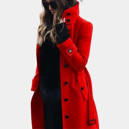Emma – Elegant belted double-breasted mid-length trench coat