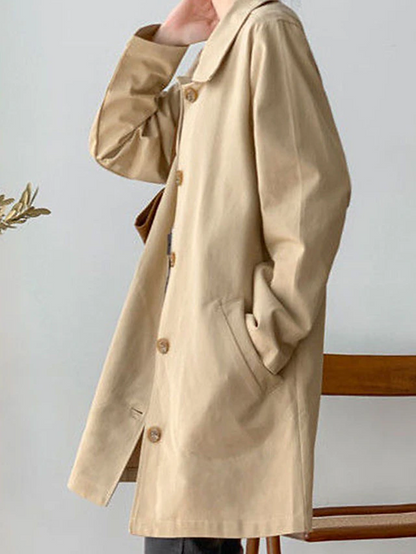 Emma – Elegant long trench coat with tailored collar
