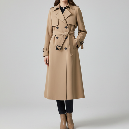 Emma – Elegant long double-breasted trench coat