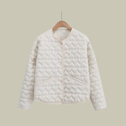 Emma Elegant Quilted Puffer Jacket with Heart Pattern