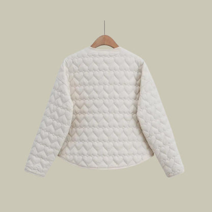 Emma Elegant Quilted Puffer Jacket with Heart Pattern